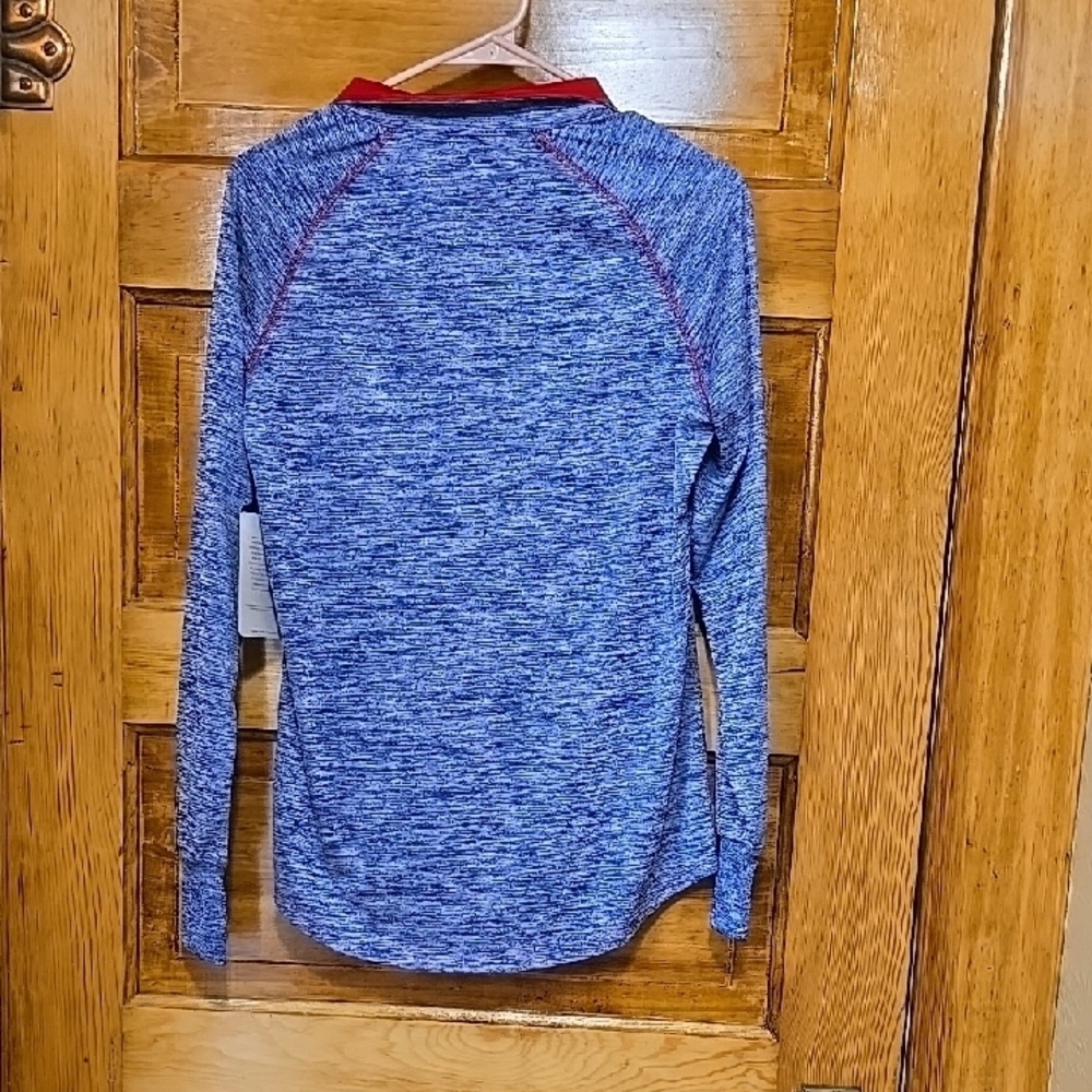 Colosseum Blue and Red Long Sleeve Kansas KU Jayhawk Tee with Quarter-Zip L NWT - Picture 5 of 5